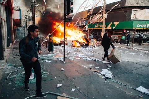 Protests in Chile Stock Photos