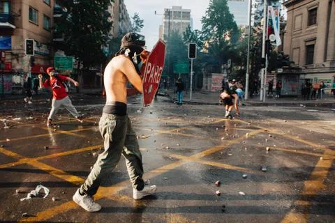 Protests in Chile Stock Photos