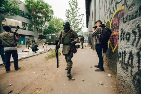 Protests in Chile Stock Photos