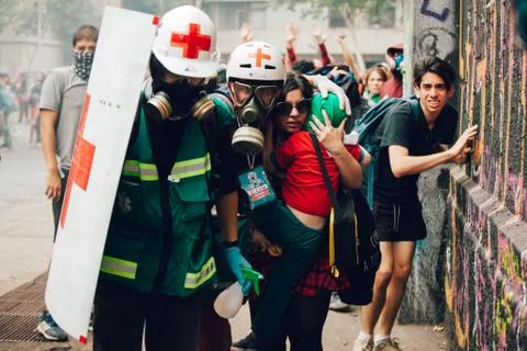 Protests in Chile Stock Photos