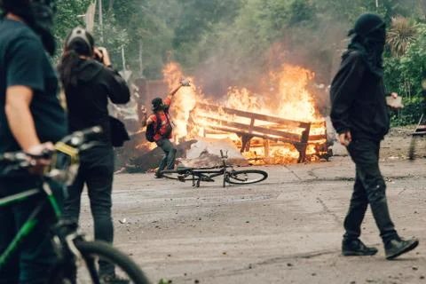 Protests in Chile Stock Photos