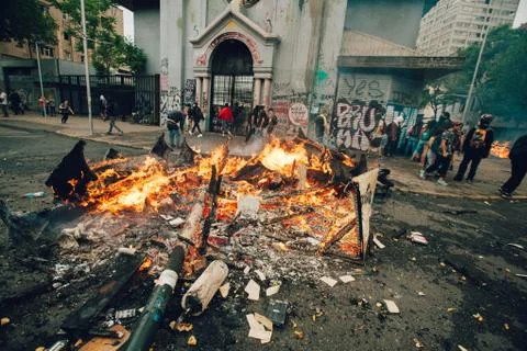 Protests in Chile Stock Photos