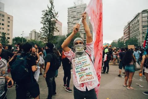 Protests in Chile Stock Photos