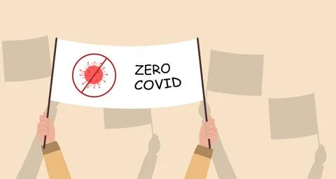 Protests in China against the lockdown. Zero coronavirus concept Stock Illustration