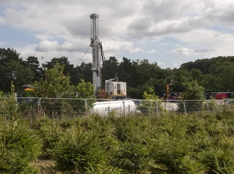 Protests Continue At Fracking Site At Balcombe In West Sussex. Picture David Par Foto stock