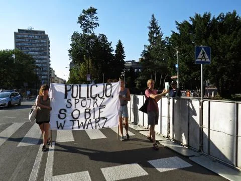 Protests in front of Polish Senate and Parliament, July 24, 2018, Warsaw, Pol Stock Photos