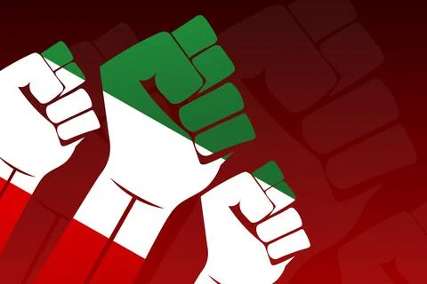 Protests in Iran. Template for background, banner, poster. Vector EPS10 Stock Illustration