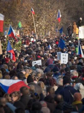 Protests on Letna plain in Prague Stock Photos