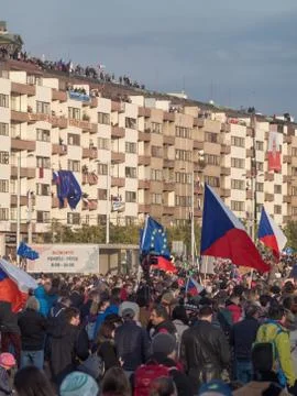 Protests on Letna plain in Prague Stock Photos