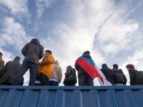 Protests on Letna plain in Prague Stock Photos