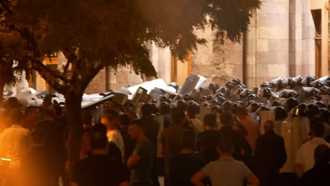 Protests, police with shields Video stock 252276907