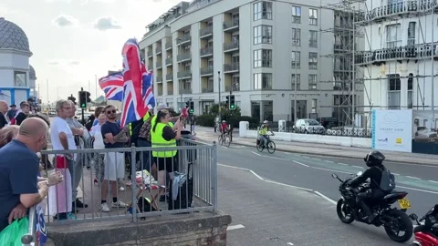 Protests takes place outside hotel in Southsea used to house asylym seekers Video stock 314129782