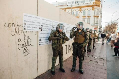 Protests in Valparaiso Stock Photos