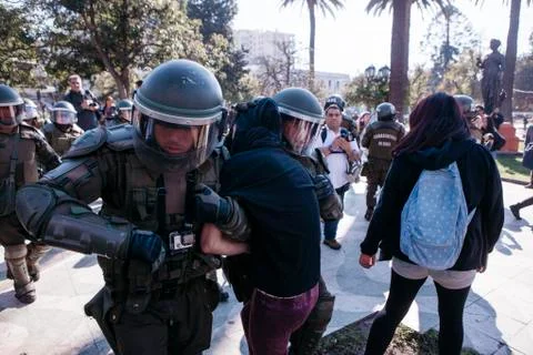 Protests in Valparaiso Stock Photos