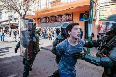 Protests in Valparaiso Stock Photos