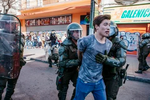 Protests in Valparaiso Stock Photos