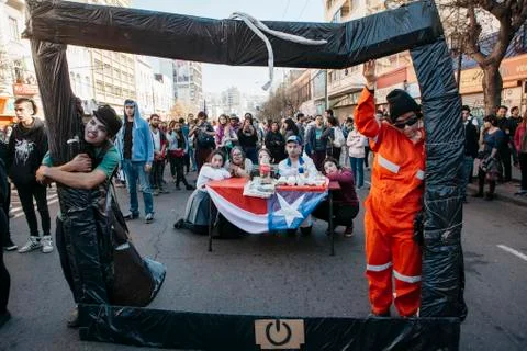 Protests in Valparaiso Stock Photos