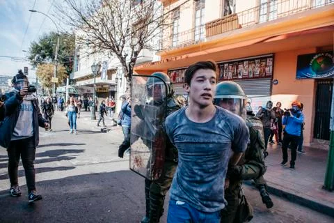 Protests in Valparaiso Stock Photos