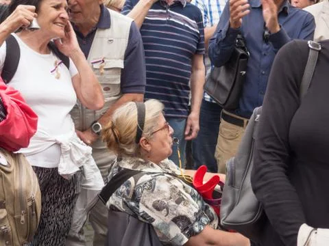 Protests on Wenceslas Square in Prague Stock Photos