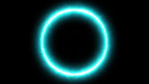 Protocol Blue High Intensity Neon Energy Circle Ring Loop on Black HD FX Stock Footage 327729071