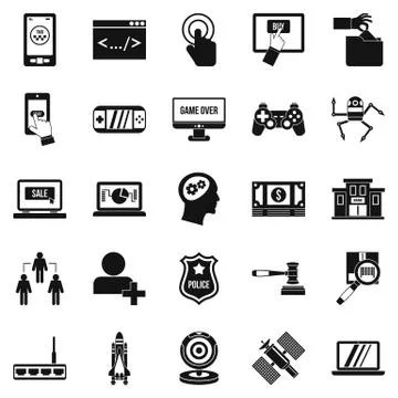 Protocol icons set, simple style Illustrazione stock