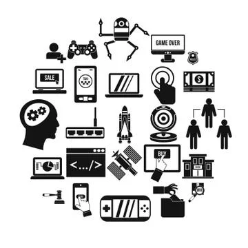 Protocol icons set, simple style Illustrazione stock