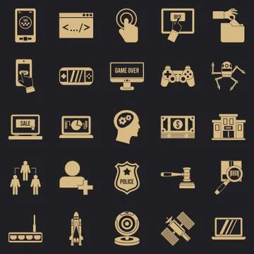 Protocol icons set, simple style Illustrazione stock