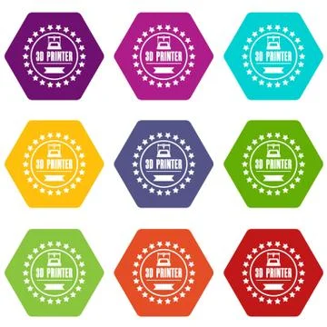 Prototype 3d printing icons set 9 vector Stock Illustration