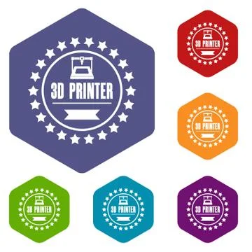 Prototype 3d printing icons vector hexahedron Stock Illustration