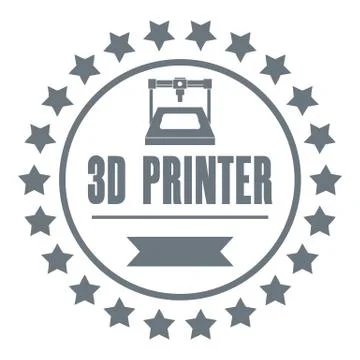 Prototype 3d printing logo, simple gray style Illustrazione stock