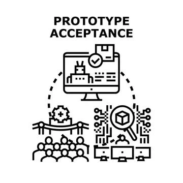 Prototype acceptance process evaluating new product innovation Stock Illustration