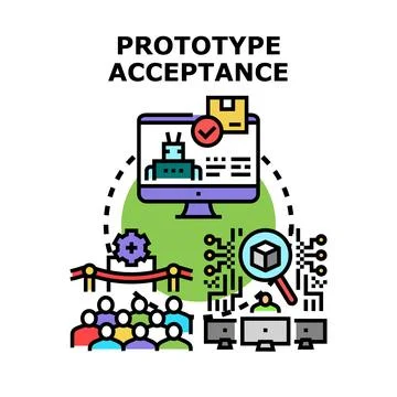 Prototype acceptance process evaluating new product innovation Stock Illustration