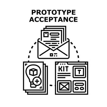Prototype acceptance process validating successful product development Stock Illustration