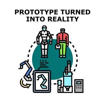 Prototype and engineering concept turning into reality Illustrazione stock