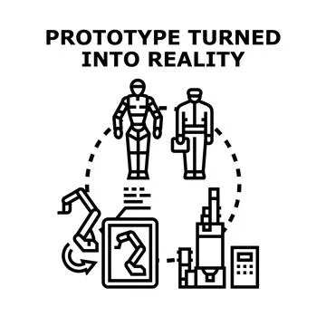 Prototype and engineering concept turning into reality Stock Illustration