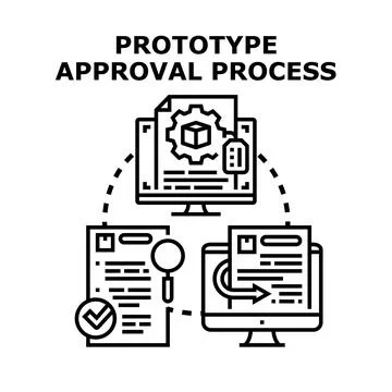 Prototype approval and feedback process concept managing product design Stock Illustration
