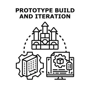 Prototype building and iteration process developing solution Illustrazione stock