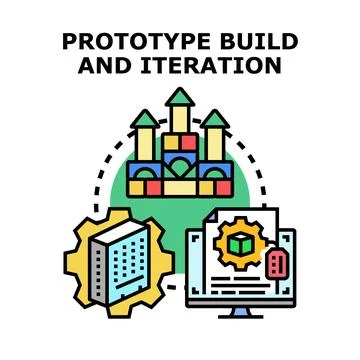 Prototype building and iteration process developing solution Stock Illustration