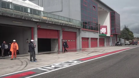 Prototype cars in the pit-lane Stock Footage 108515632