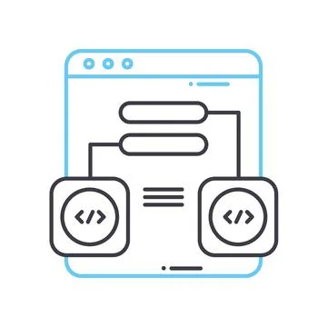 Prototype to code line icon, outline symbol, vector illustration, concept sign Illustrazione stock