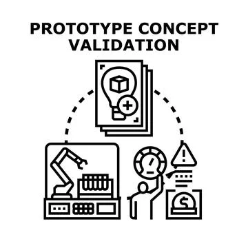 Prototype concept validation process with data analysis Illustrazione stock