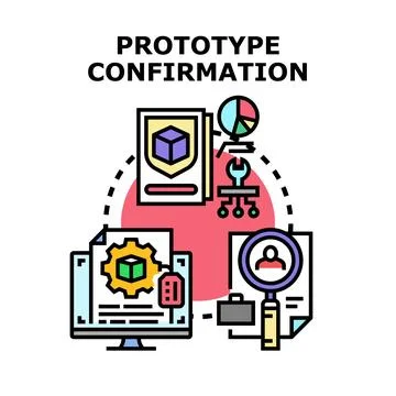 Prototype confirmation process for product development Illustrazione stock