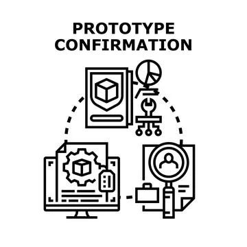 Prototype confirmation process for product development Stock Illustration