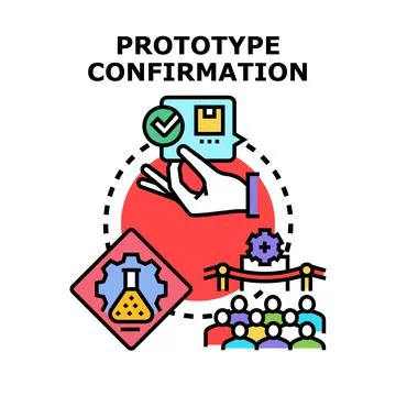 Prototype confirmation process showcasing product development and evaluation Stock Illustration