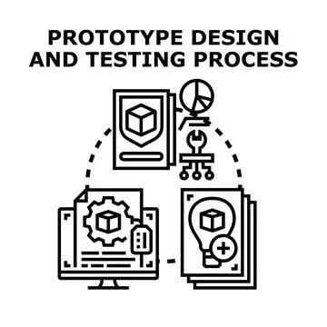 Prototype design and testing process concept illustration Stock Illustration