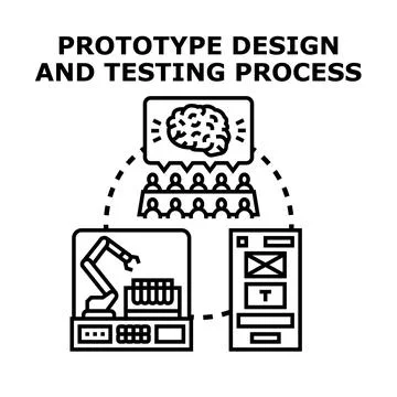 Prototype design testing development process working flow Stock Illustration