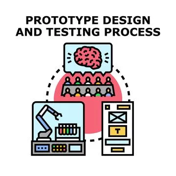 Prototype design testing development process working flow Stock Illustration