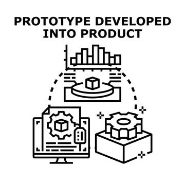 Prototype developing into product with engineering process Stock Illustration