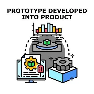 Prototype developing into product with engineering process Stockillustratie