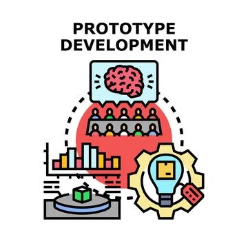 Prototype development concept innovating new product strategy Stock Illustration